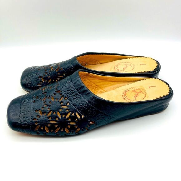 Le Cheval Best Quality Black Leather Babouche Size 7 - Picture 3 of 12